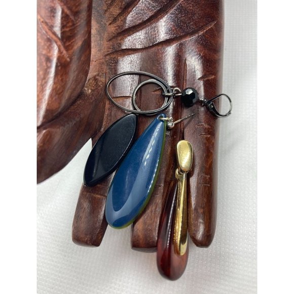 Set of 3 Different Single Dangle Teardrop Unisex Earrings - Picture 1 of 3
